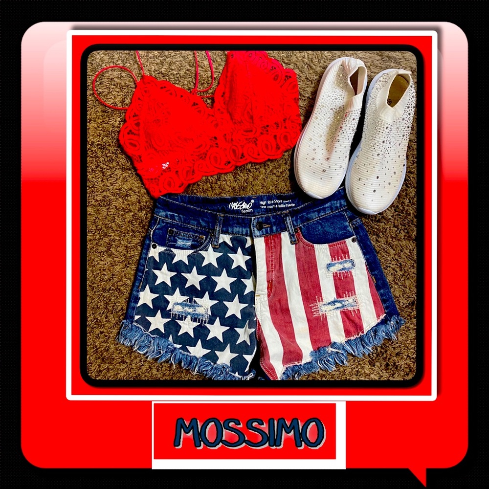 Like New High Waisted Patriotic Denim Shorts